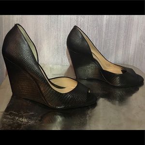 Gianni Bini Black Peeptoe Wedge